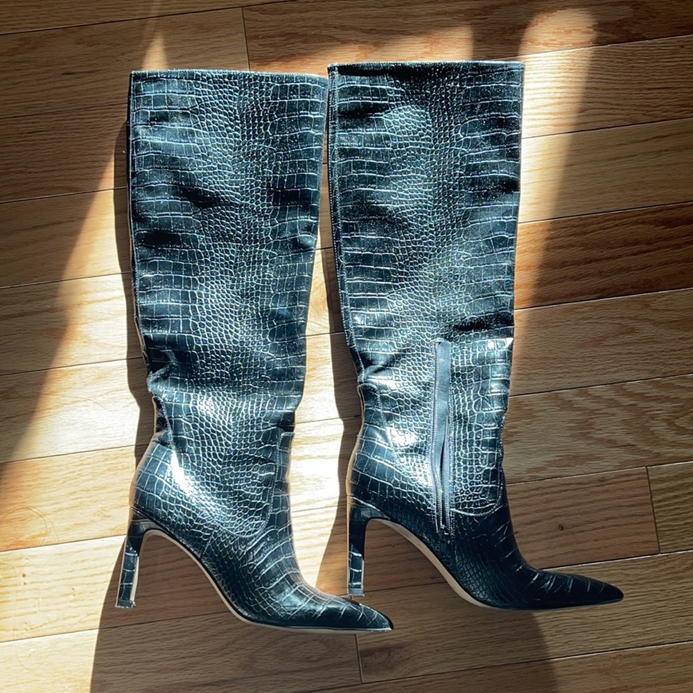 Nine West Knee High Croco Boots